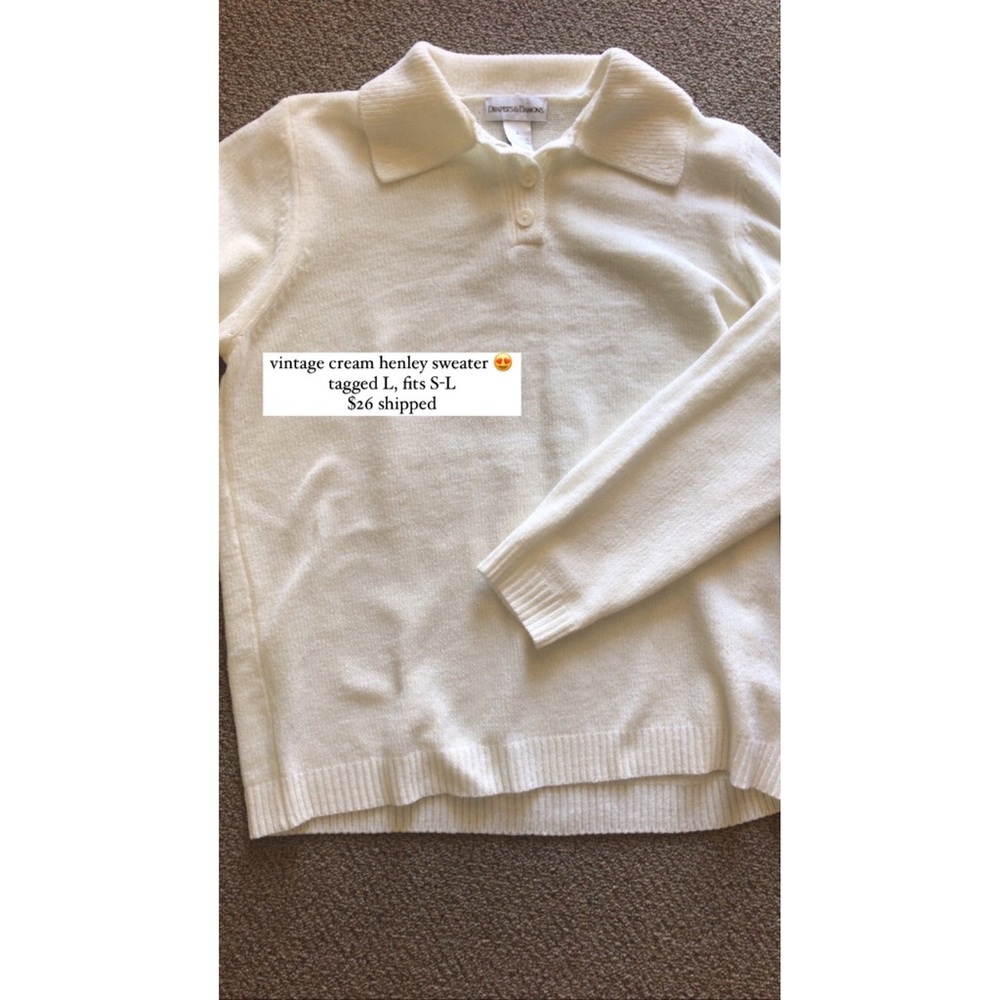 Vintage Cream Henley Sweater